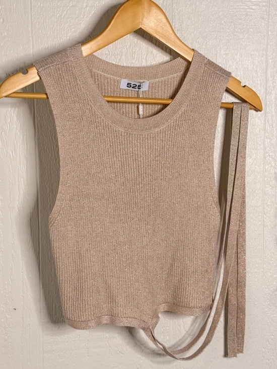 525 America Tops - STEVIE‎ Cropped Lurex Tie Ribbed Tank NWOT sand dollar